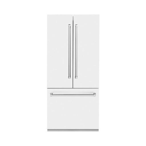 ZLINE 36 in. 19.6 cu. ft. French Door Built-In Bottom Freezer Refrigerator with Water Dispenser and Ice Maker in White Matte (RBIV-WM-36)