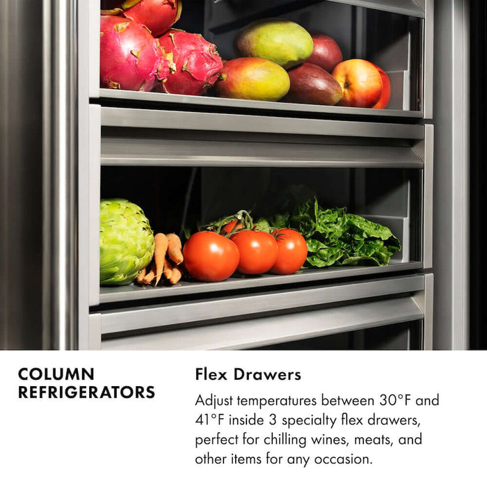 ZLINE Autograph Edition 24 in. 12.5 cu. ft. Panel Ready Column Refrigerator with Graphite Gray Interior and Champagne Bronze Accents (RBCRVZ-24-CB)