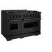 ZLINE 48 in. 6.7 cu. ft. Classic Double Oven Dual Fuel Range in Black Stainless Steel with 8 Brass Burners (CDRB-BR-48)