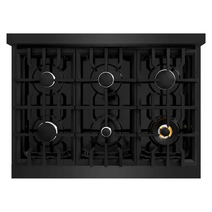 ZLINE 36 in. 5.2 cu. ft. Classic Gas Range with 6 Burner Cooktop and Convection Gas Oven in Black Stainless Steel (CGRB-36)