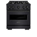 ZLINE 30 in. 4.2 cu. ft. Classic Dual Fuel Range with 4 Burner Gas Cooktop and Electric Convection Oven in Black Stainless Steel (CDRB-30)