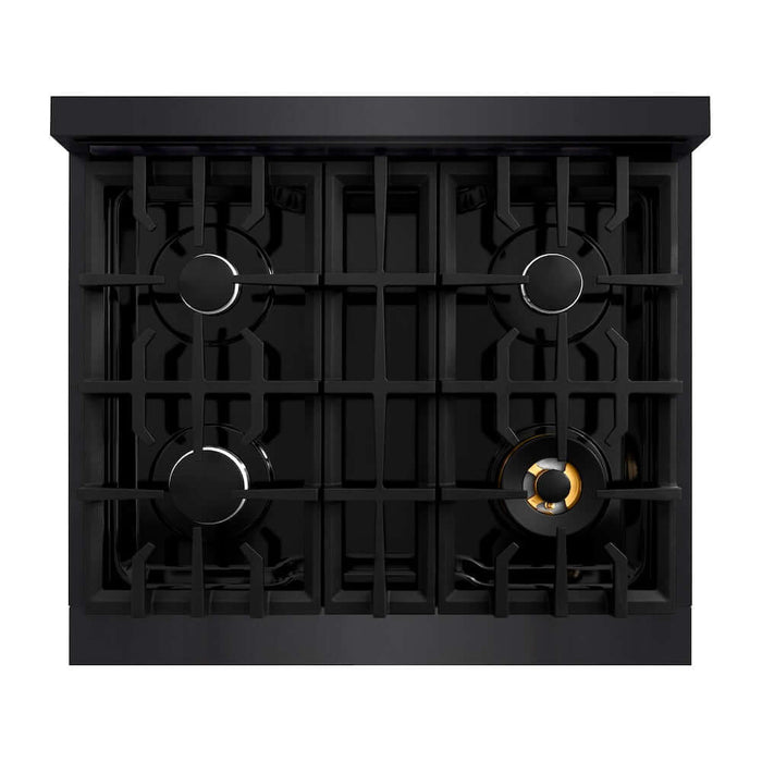 ZLINE 30 in. 4.2 cu. ft. Classic Dual Fuel Range with 4 Burner Gas Cooktop and Electric Convection Oven in Black Stainless Steel (CDRB-30)