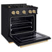 ZLINE Autograph Edition 30 in. 4.2 cu. ft. Classic Dual Fuel Range with 4 Burner Gas Cooktop and Electric Convection Oven in Black Stainless Steel with Polished Gold Accents (CDRBZ-30-G)