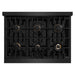ZLINE Autograph Edition 36 in. 5.2 cu. ft. Classic Dual Fuel Range with 6 Burner Gas Cooktop and Electric Convection Oven in Black Stainless Steel with Polished Gold Accents (CDRBZ-36-G)