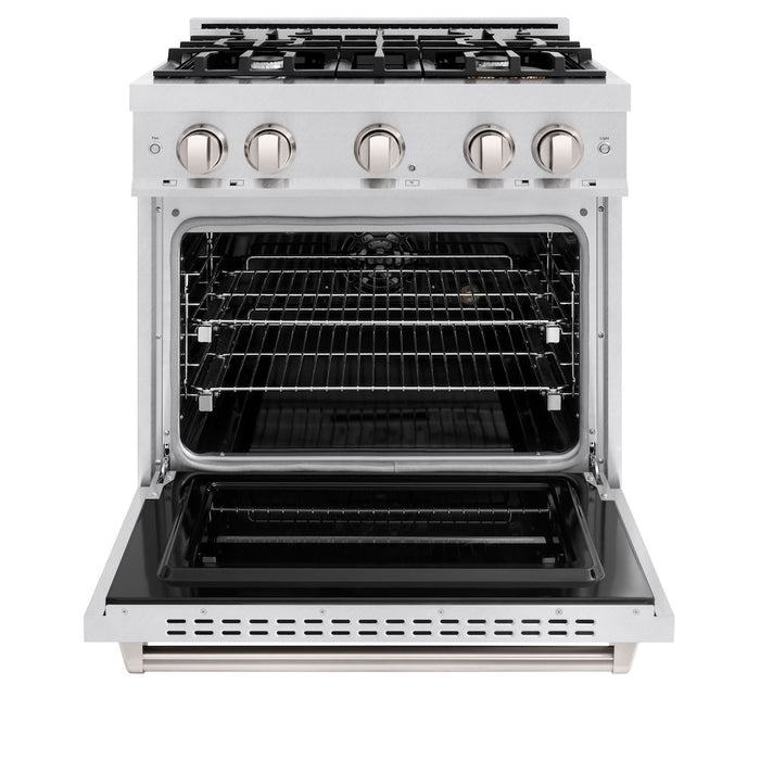 ZLINE 30 in. 4.2 cu. ft. Classic Dual Fuel Range with 4 Burner Gas Cooktop and Electric Convection Oven in Satin Stainless Steel (CDRS-30)