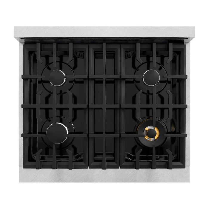 ZLINE 30 in. 4.2 cu. ft. Classic Dual Fuel Range with 4 Burner Gas Cooktop and Electric Convection Oven in Satin Stainless Steel (CDRS-30)