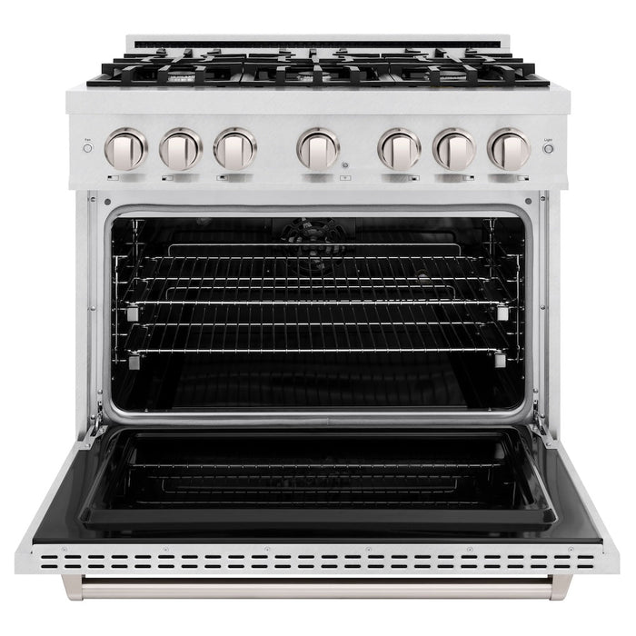 ZLINE 36 in. 5.2 cu. ft. Classic Dual Fuel Range with 6 Burner Gas Cooktop and Electric Convection Oven in Satin Stainless Steel (CDRS-36)