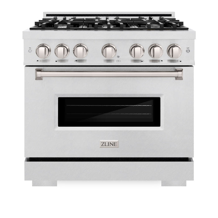ZLINE 36 in. 5.2 cu. ft. Classic Dual Fuel Range with 6 Burner Gas Cooktop and Electric Convection Oven in Satin Stainless Steel (CDRS-36)