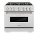 ZLINE 36 in. 5.2 cu. ft. Classic Dual Fuel Range with 6 Burner Gas Cooktop and Electric Convection Oven in Satin Stainless Steel (CDRS-36)