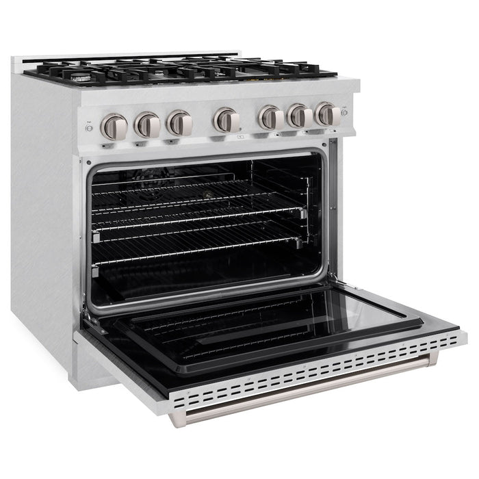 ZLINE 36 in. 5.2 cu. ft. Classic Dual Fuel Range with 6 Burner Gas Cooktop and Electric Convection Oven in Satin Stainless Steel (CDRS-36)