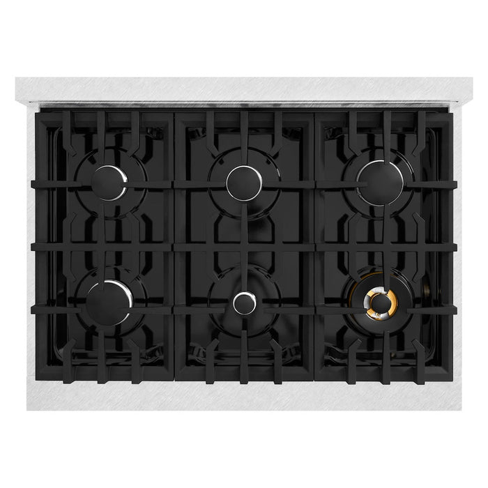ZLINE 36 in. 5.2 cu. ft. Classic Dual Fuel Range with 6 Burner Gas Cooktop and Electric Convection Oven in Satin Stainless Steel (CDRS-36)