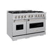 ZLINE 48 in. 6.7 cu. ft. Classic Double Oven Dual Fuel Range with 8 Burner Gas Cooktop in Satin Stainless Steel (CDRS-48)