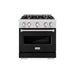 ZLINE 30 in. 4.2 cu. ft. Classic Dual Fuel Range with 4 Burner Gas Cooktop and Electric Convection Oven in Satin Stainless Steel with Black Matte Door (CDRS-BLM-30)