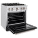 ZLINE 30 in. 4.2 cu. ft. Classic Dual Fuel Range with 4 Burner Gas Cooktop and Electric Convection Oven in Satin Stainless Steel with Black Matte Door (CDRS-BLM-30)