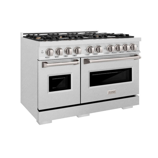 ZLINE 48 in. 6.7 cu. ft. Classic Double Oven Dual Fuel Range in Satin Stainless Steel with 8 Brass Burners (CDRS-BR-48)