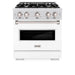 ZLINE 30 in. 4.2 cu. ft. Classic Dual Fuel Range with 4 Burner Gas Cooktop and Electric Convection Oven in Satin Stainless Steel with White Matte Door (CDRS-WM-30)