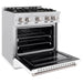 ZLINE 30 in. 4.2 cu. ft. Classic Dual Fuel Range with 4 Burner Gas Cooktop and Electric Convection Oven in Satin Stainless Steel with White Matte Door (CDRS-WM-30)