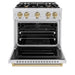 ZLINE Autograph Edition 30 in. 4.2 cu. ft. Classic Dual Fuel Range with 4 Burner Gas Cooktop and Electric Convection Oven in Satin Stainless Steel with Champagne Bronze Accents (CDRSZ-30-CB)