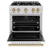 ZLINE Autograph Edition 30 in. 4.2 cu. ft. Classic Dual Fuel Range with 4 Burner Gas Cooktop and Electric Convection Oven in Satin Stainless Steel with White Matte Door and Champagne Bronze Accents (CDRSZ-WM-30-CB)
