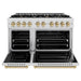 ZLINE Autograph Edition 48 in. 6.7 cu. ft. Classic Double Oven Dual Fuel Range with 8 Burner Gas Cooktop in Satin Stainless Steel and Champagne Bronze Accents (CDRSZ-48-CB)
