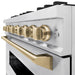 ZLINE Autograph Edition 36 in. 5.2 cu. ft. Classic Dual Fuel Range with 6 Burner Gas Cooktop and Electric Convection Oven in Satin Stainless Steel with Champagne Bronze Accents (CDRSZ-36-CB)