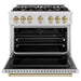 ZLINE Autograph Edition 36 in. 5.2 cu. ft. Classic Dual Fuel Range with 6 Burner Gas Cooktop and Electric Convection Oven in Satin Stainless Steel with Champagne Bronze Accents (CDRSZ-36-CB)