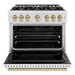 ZLINE Autograph Edition 36 in. 5.2 cu. ft. Classic Dual Fuel Range with 6 Burner Gas Cooktop and Electric Convection Oven in Satin Stainless Steel with White Matte Door and Champagne Bronze Accents (CDRSZ-WM-36-CB)