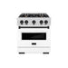 ZLINE Autograph Edition 30 in. 4.2 cu. ft. Classic Dual Fuel Range with 4 Burner Gas Cooktop and Electric Convection Oven in Satin Stainless Steel with White Matte Door and Matte Black Accents (CDRSZ-WM-30-MB)