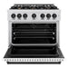 ZLINE Autograph Edition 36 in. 5.2 cu. ft. Classic Dual Fuel Range with 6 Burner Gas Cooktop and Electric Convection Oven in Satin Stainless Steel with White Matte Door and Matte Black Accents (CDRSZ-WM-36-MB)