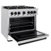 ZLINE Autograph Edition 36 in. 5.2 cu. ft. Classic Dual Fuel Range with 6 Burner Gas Cooktop and Electric Convection Oven in Satin Stainless Steel with White Matte Door and Matte Black Accents (CDRSZ-WM-36-MB)