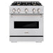 ZLINE 30 in. 4.2 cu. ft. Classic Dual Fuel Range with Gas Cooktop and Electric Convection Oven in Satin Stainless Steel with 4 Brass Burners (CDRS-BR-30)