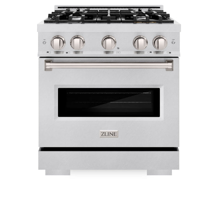 ZLINE 30 in. 4.2 cu. ft. Classic Gas Range with 4 Burner Cooktop and Convection Gas Oven in Satin Stainless Steel (CGRS-30)