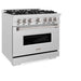 ZLINE 36 in. 5.2 cu. ft. Classic Gas Range with 6 Burner Cooktop and Convection Gas Oven in Satin Stainless Steel (CGRS-36)