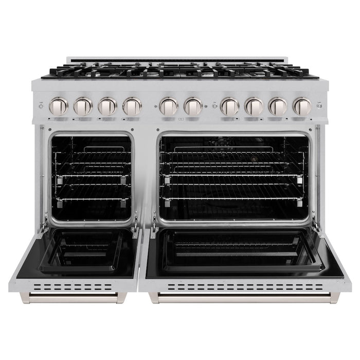 ZLINE 48 in. 6.7 cu. ft. Classic Double Oven Gas Range with 8 Burner Cooktop in Satin Stainless Steel (CGRS-48)