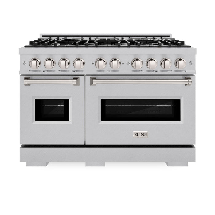 ZLINE 48 in. 6.7 cu. ft. Classic Double Oven Gas Range with 8 Burner Cooktop in Satin Stainless Steel (CGRS-48)