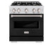 ZLINE 30 in. 4.2 cu. ft. Classic Gas Range with 4 Burner Cooktop and Convection Gas Oven in Satin Stainless Steel with Black Matte Door (CGRS-BLM-30)
