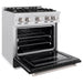 ZLINE 30 in. 4.2 cu. ft. Classic Gas Range with 4 Burner Cooktop and Convection Gas Oven in Satin Stainless Steel with Black Matte Door (CGRS-BLM-30)