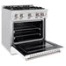 ZLINE 30 in. 4.2 cu. ft. Classic Gas Range with 4 Burner Cooktop and Convection Gas Oven in Satin Stainless Steel with White Matte Door (CGRS-WM-30)