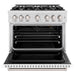 ZLINE 36 in. 5.2 cu. ft. Classic Gas Range with 6 Burner Cooktop and Convection Gas Oven in Satin Stainless Steel with White Matte Door (CGRS-WM-36)