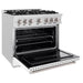 ZLINE 36 in. 5.2 cu. ft. Classic Gas Range with 6 Burner Cooktop and Convection Gas Oven in Satin Stainless Steel with White Matte Door (CGRS-WM-36)
