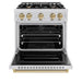 ZLINE Autograph Edition 30 in. 4.2 cu. ft. Classic Gas Range with 4 Burner Cooktop and Convection Gas Oven in Satin Stainless Steel and Champagne Bronze Accents (CGRSZ-30-CB)
