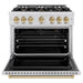 ZLINE Autograph Edition 36 in. 5.2 cu. ft. Classic Gas Range with 6 Burner Cooktop and Convection Gas Oven in Satin Stainless Steel and Champagne Bronze Accents (CGRSZ-36-CB)