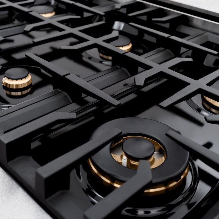 ZLINE Autograph Edition 48 in. 6.7 cu. ft. Classic Double Oven Gas Range with 8 Burner Cooktop in Satin Stainless Steel with White Matte Doors and Champagne Bronze Accents (CGRSZ-WM-48-CB)