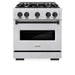 ZLINE Autograph Edition 30 in. 4.2 cu. ft. Classic Gas Range with 4 Burner Cooktop and Convection Gas Oven in Satin Stainless Steel and Matte Black Accents (CGRSZ-30-MB)