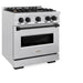 ZLINE Autograph Edition 30 in. 4.2 cu. ft. Classic Gas Range with 4 Burner Cooktop and Convection Gas Oven in Satin Stainless Steel and Matte Black Accents (CGRSZ-30-MB)