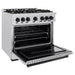 ZLINE Autograph Edition 36 in. 5.2 cu. ft. Classic Gas Range with 6 Burner Cooktop and Convection Gas Oven in Satin Stainless Steel and Matte Black Accents (CGRSZ-36-MB)