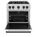 ZLINE Autograph Edition 30 in. 4.2 cu. ft. Classic Gas Range with 4 Burner Cooktop and Convection Gas Oven in Satin Stainless Steel with White Matte Door and Matte Black Accents (CGRSZ-WM-30-MB)