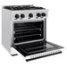ZLINE Autograph Edition 30 in. 4.2 cu. ft. Classic Gas Range with 4 Burner Cooktop and Convection Gas Oven in Satin Stainless Steel with White Matte Door and Matte Black Accents (CGRSZ-WM-30-MB)