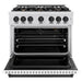 ZLINE Autograph Edition 36 in. 5.2 cu. ft. Classic Gas Range with 6 Burner Cooktop and Convection Gas Oven in Satin Stainless Steel with White Matte Door and Matte Black Accents (CGRSZ-WM-36-MB)