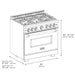 ZLINE Autograph Edition 36 in. 5.2 cu. ft. Classic Gas Range with 6 Burner Cooktop and Convection Gas Oven in Satin Stainless Steel with Black Matte Door and Polished Gold Accents (CGRSZ-BLM-36-G)